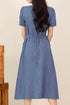 BEXLEY DENIM PUFFY SLEEVE MIDI DRESS